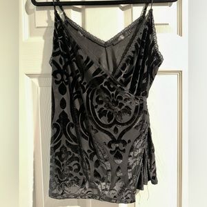 Cross front blouse with velvet detail